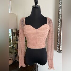 Elegant Pink Ruched Women's Top Sweetheart Neckline Crop